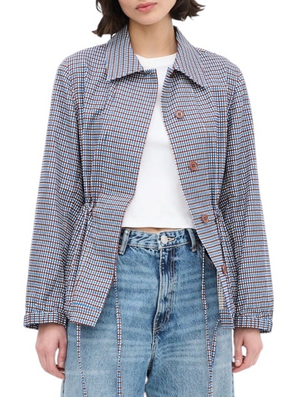 Dries Van Noten lightweight Check Drawstring Jacket size 36 excellent condition